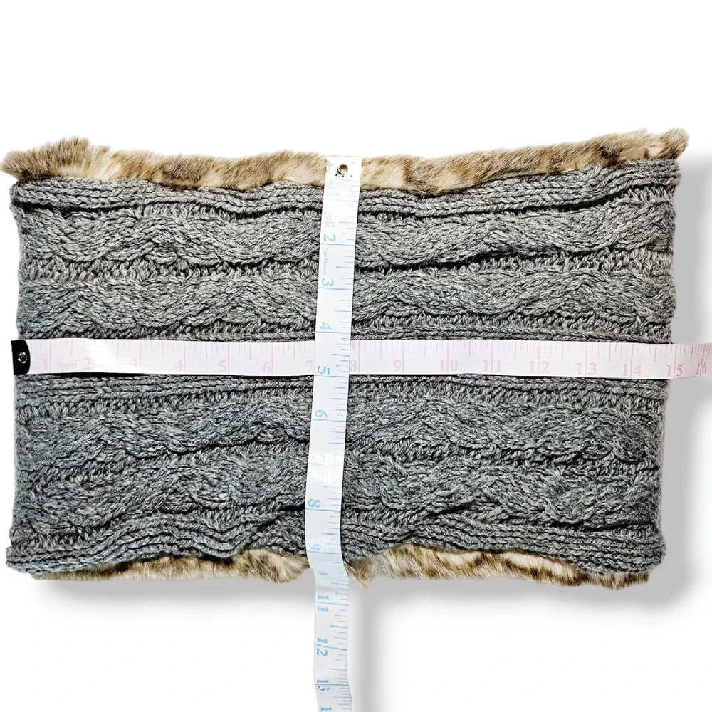 EUC VTG American Eagle Aerie Cable Knit‎ Faux Fur Reversible Infinity Scarf